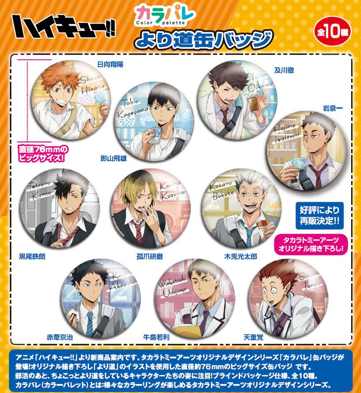 ハイキュー!!_カラパレ より道 缶バッジ【BOX／10個入り】 | colleize
