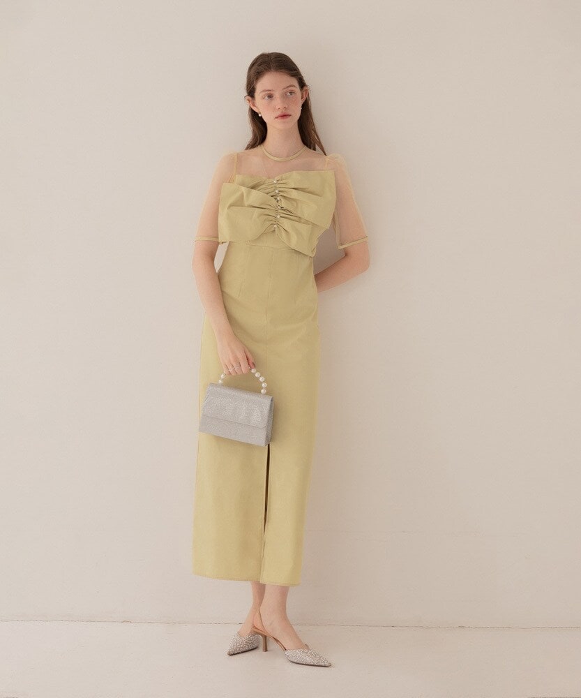 LEJA ローズボレロシアースリーブIラインワンピースドレス Leja