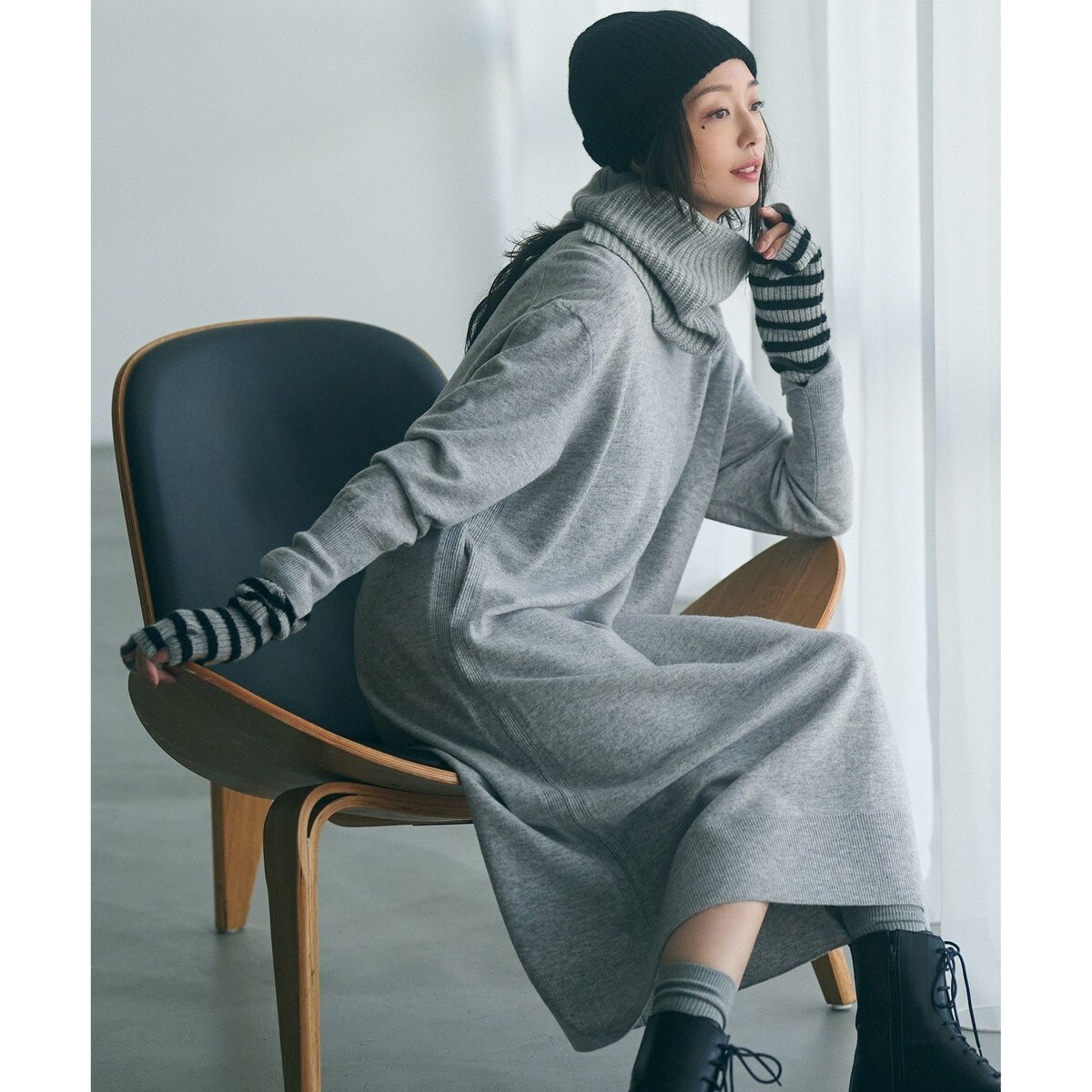 未使用】フィフィ&ロメオ カシミヤ混 パールニットワンピ ピンクSS zz