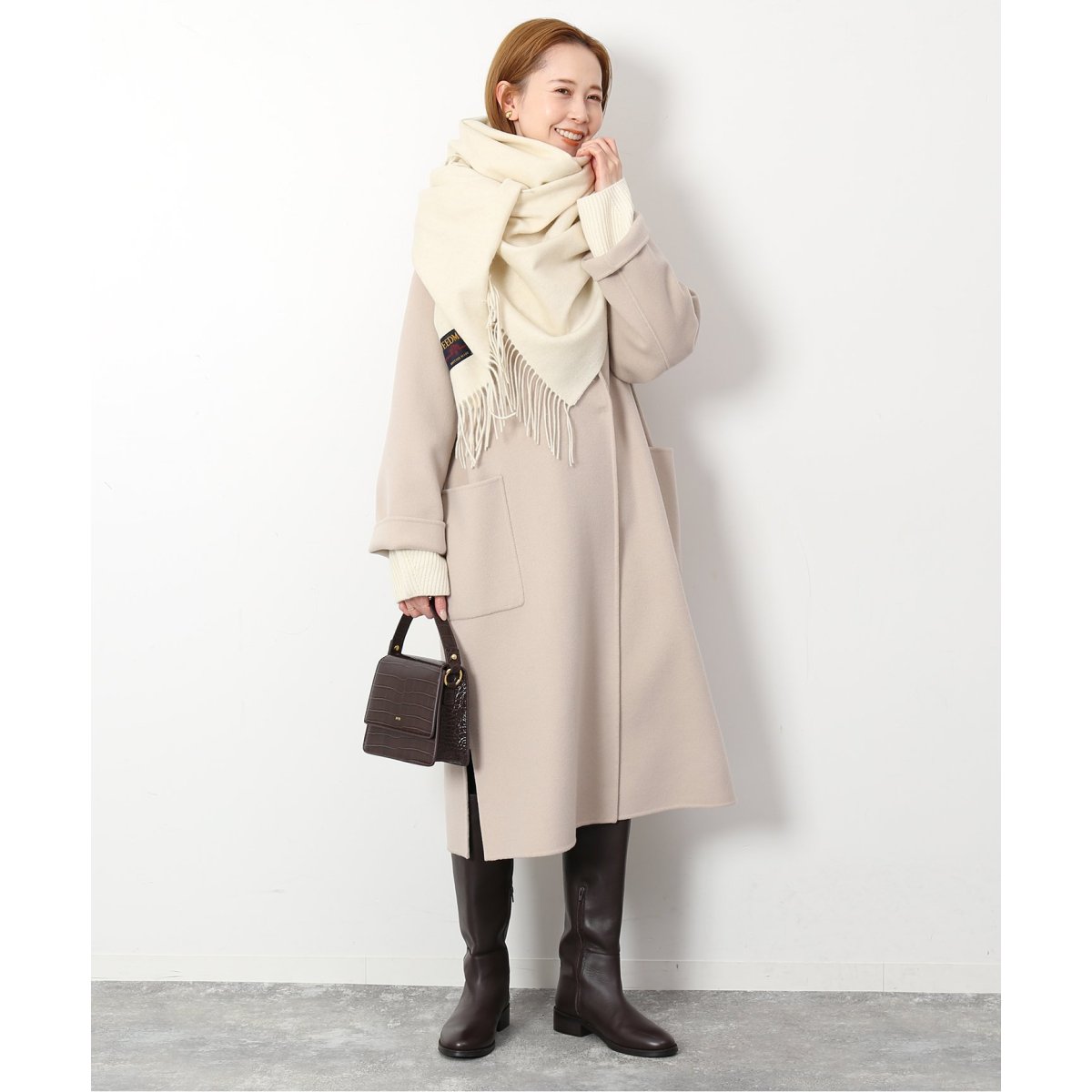 SLOBE IENA チェックスタンドコート ロングコート ウール◇6724 SLOBE