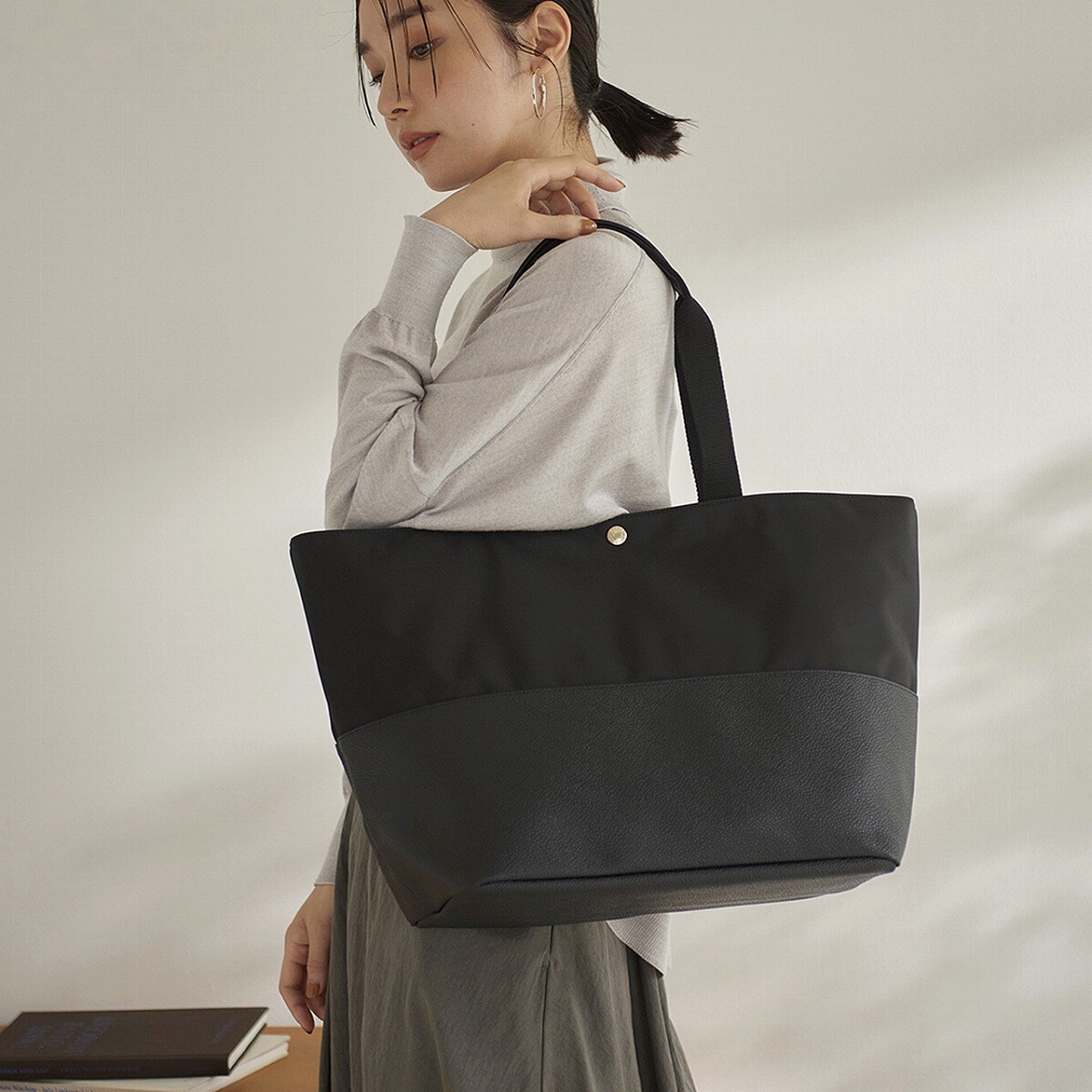 VERY 10月号掲載】マザーズバッグ バイカラー ビッグトートバッグ