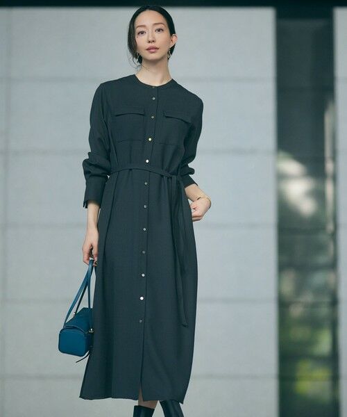 セール】 ポリエステルウール シャツワンピース （ミニ丈・ひざ丈