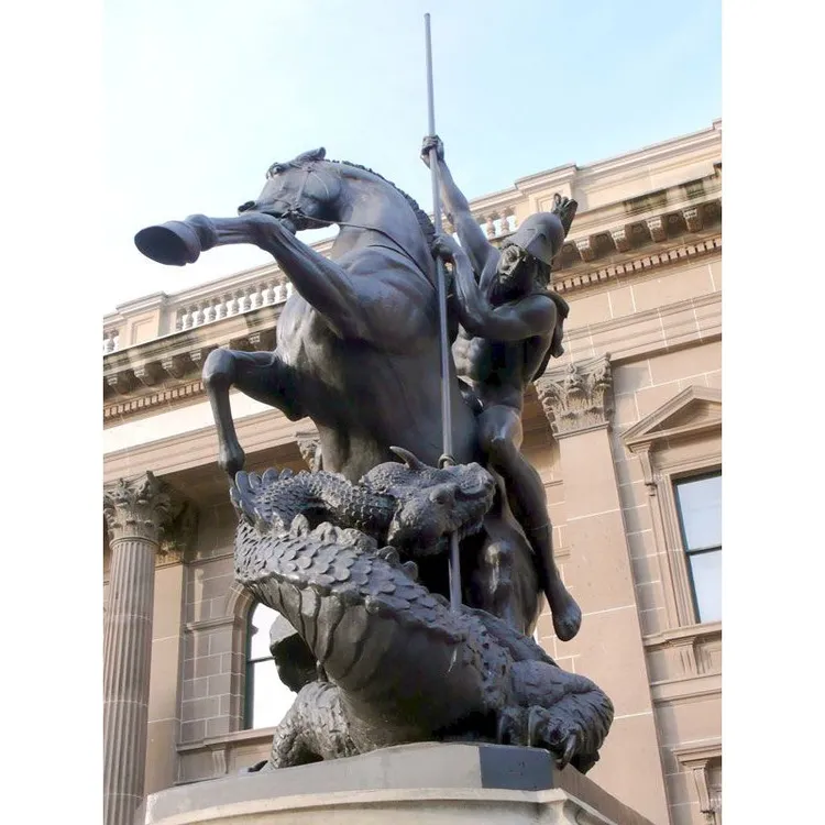 有名なドラゴンを殺す黒銅の聖ゲオルギオス像 - 中国 ブロンズ彫刻