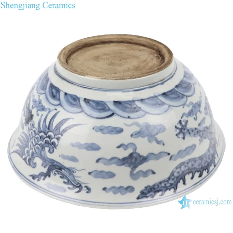 中国陶磁器 明宣徳 青白磁 ドラゴン模様 ボウル 中国陶磁器 明宣徳 青