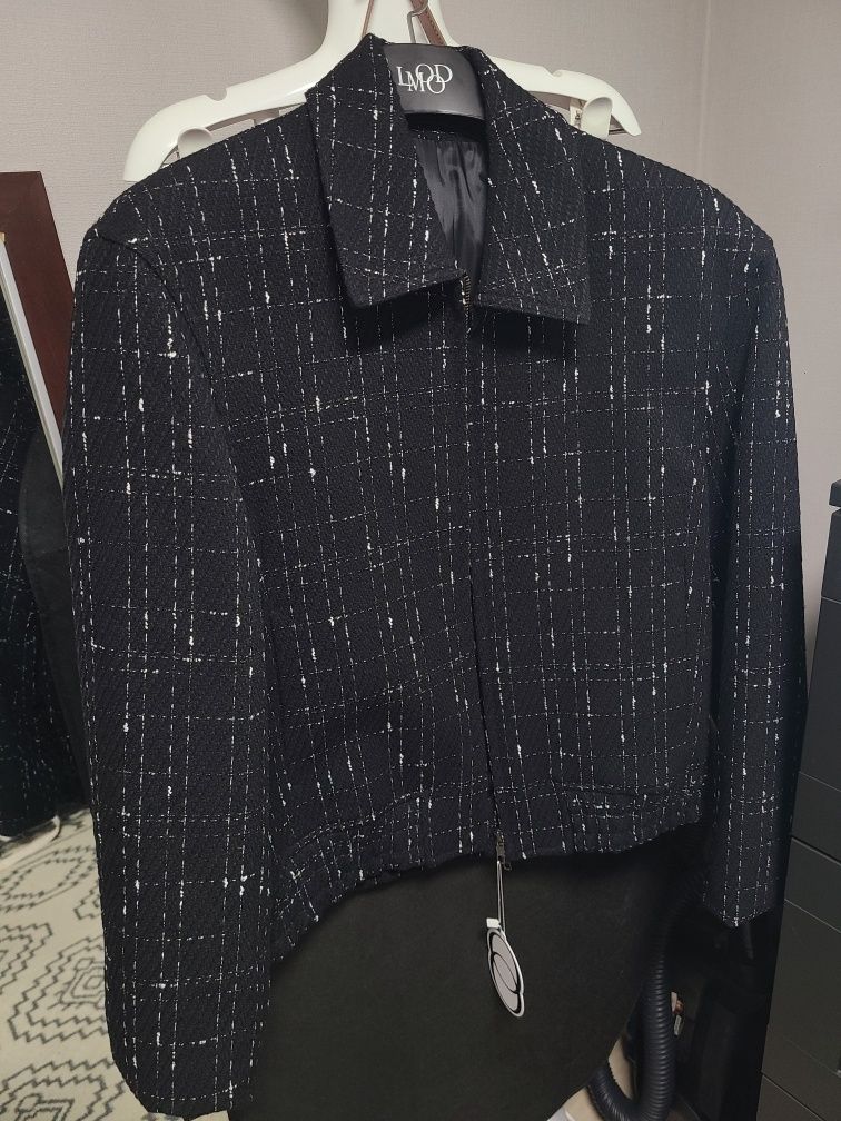 MUSINSA公式 | LMOOD クォーツウールツイードブルゾンジャケットブラック