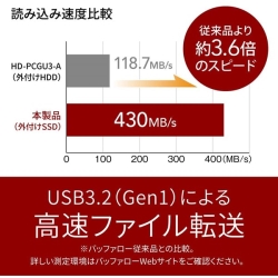 バッファロー 外付けSSD ポータブル USB3.2 Gen1 スティック型 TV録画