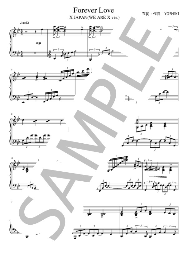 楽譜】FOREVER LOVE / X JAPAN (ピアノソロ / 中〜上級) - Piascore