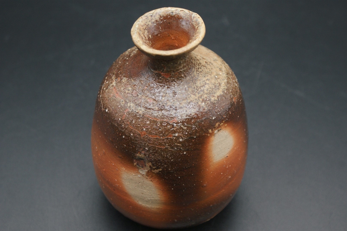 人間国宝 伊勢崎淳 備前徳利 共箱共布 栞 ○貴重 人間国宝 伊勢崎淳