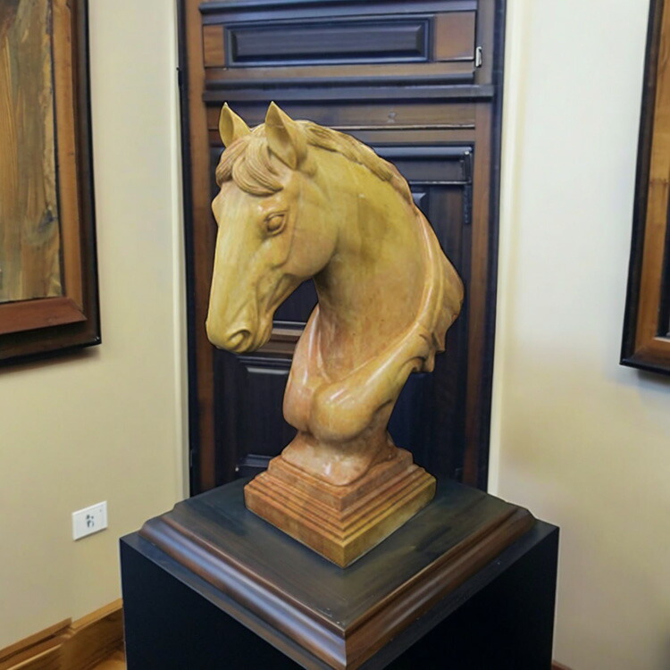 楽天市場】1点もの 大理石彫刻 馬の頭部 (茶) 高さ82cm 動物像