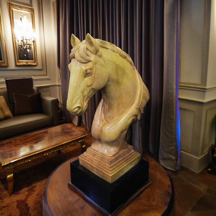 楽天市場】1点もの 大理石彫刻 馬の頭部 (茶) 高さ82cm 動物像