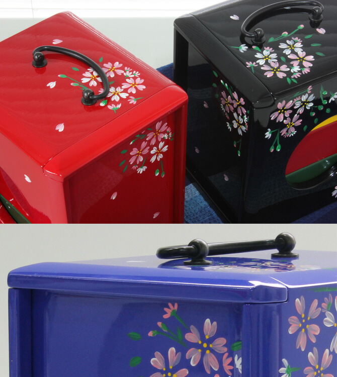 楽天市場】遊山箱（桜柄） 弁当箱 木製 サイズ：外寸/幅12×奥行14×高さ