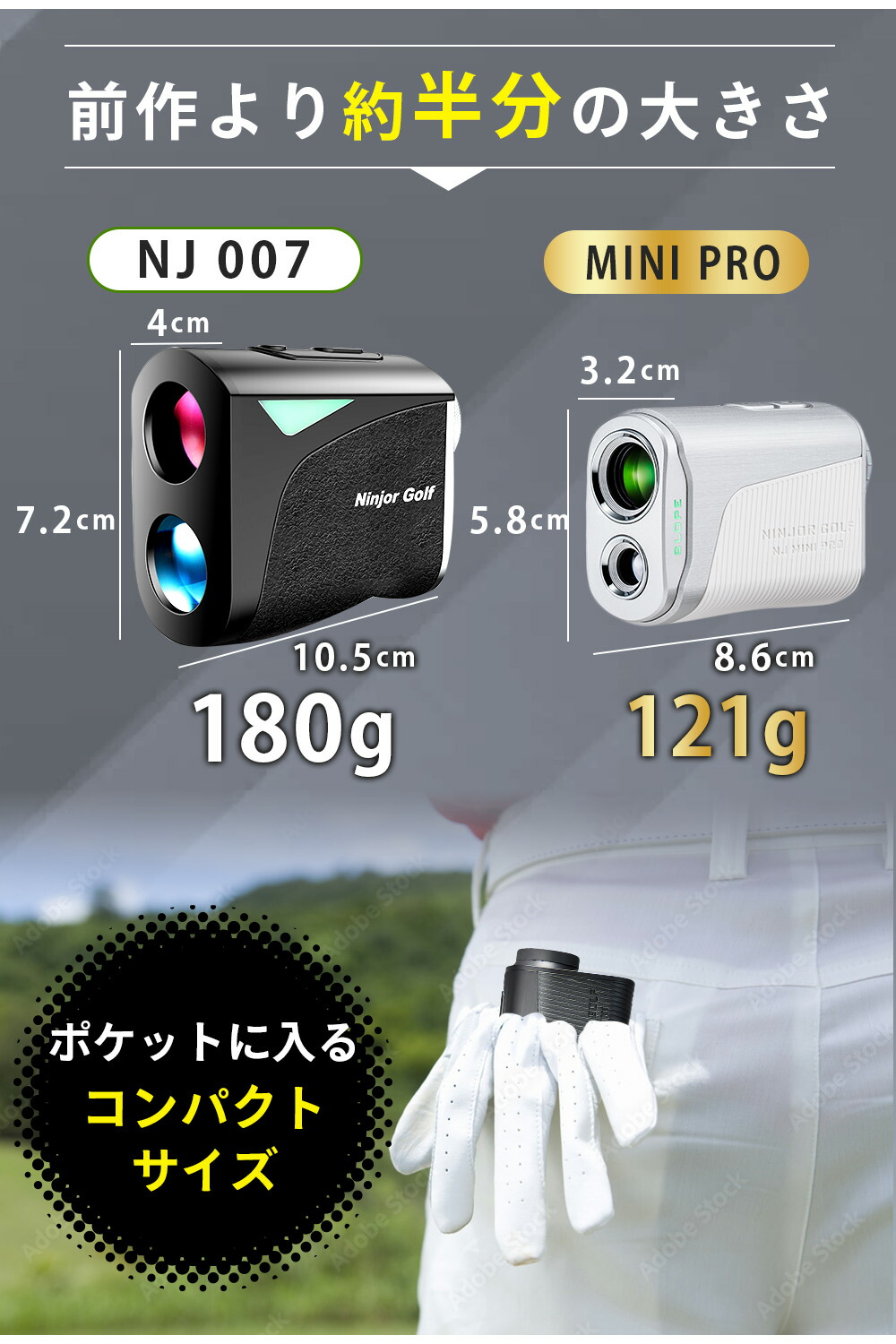 楽天市場】NINJOR GOLF NJ MINI PRO LCD ゴルフ 距離計 小型コンパクト