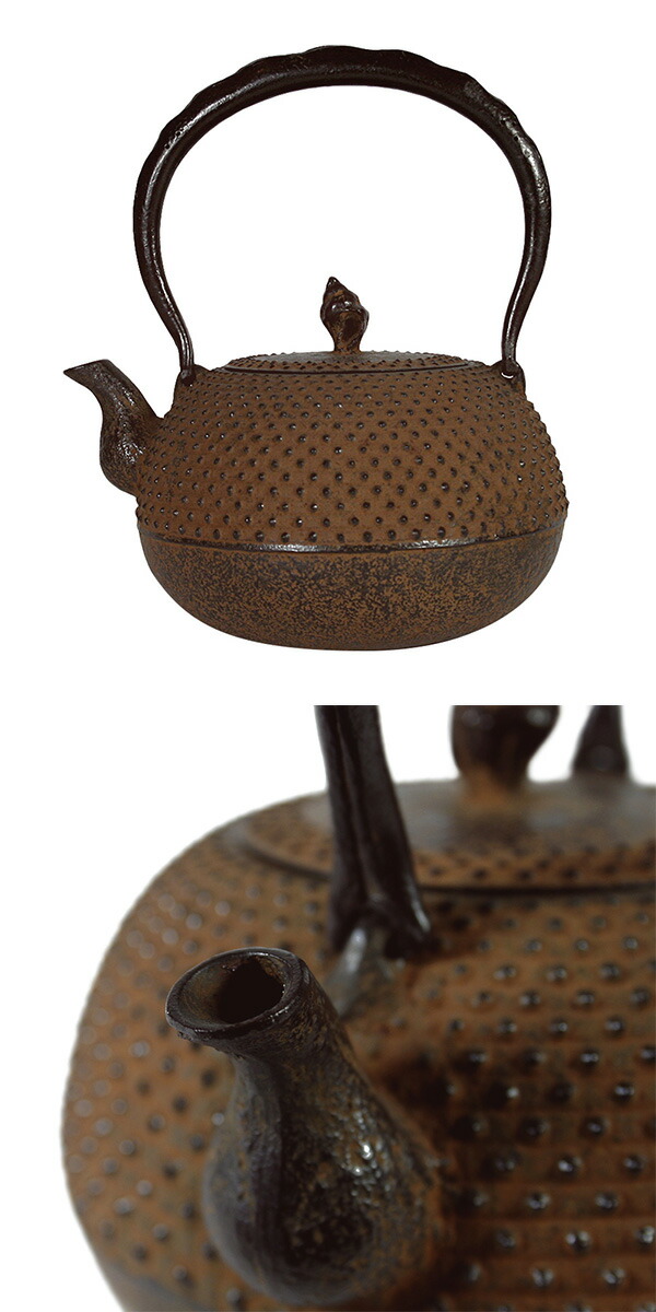 楽天市場】南部鉄器 南部鉄瓶 丸形 貝 錆色1.1L IH・直火・ガスコンロ