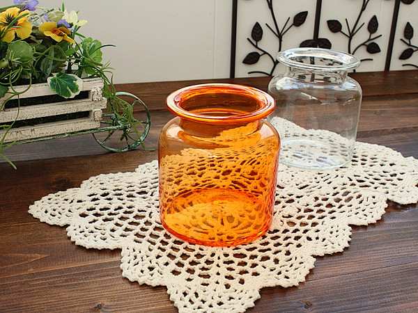 楽天市場】オレンジ ガラス瓶(洋食器 ガラス 瓶 収納 ボトル 容器 花瓶