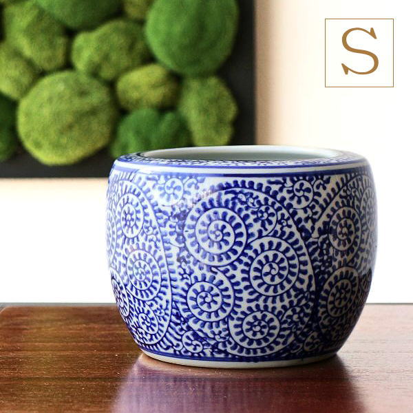 特大 火鉢 黒染付 骨董品 陶器 ガーデニング 金魚鉢 メダカ 水槽 特大