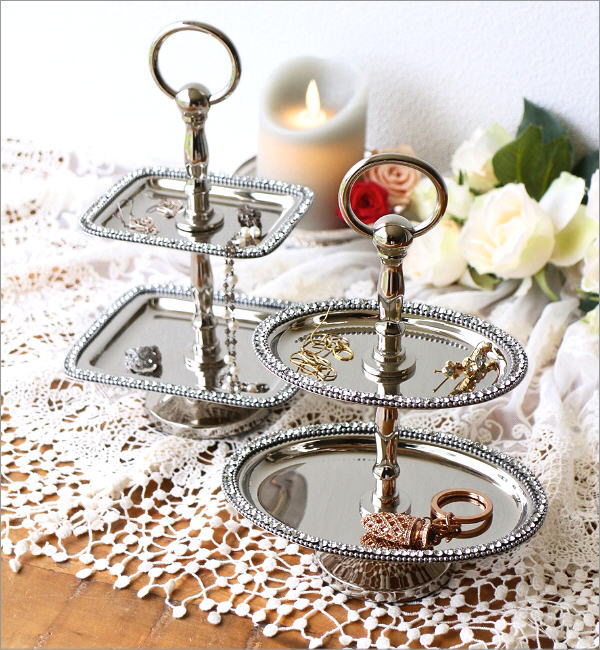 楽天市場】アクセサリートレイ 2段 シルバー アンティーク エレガント