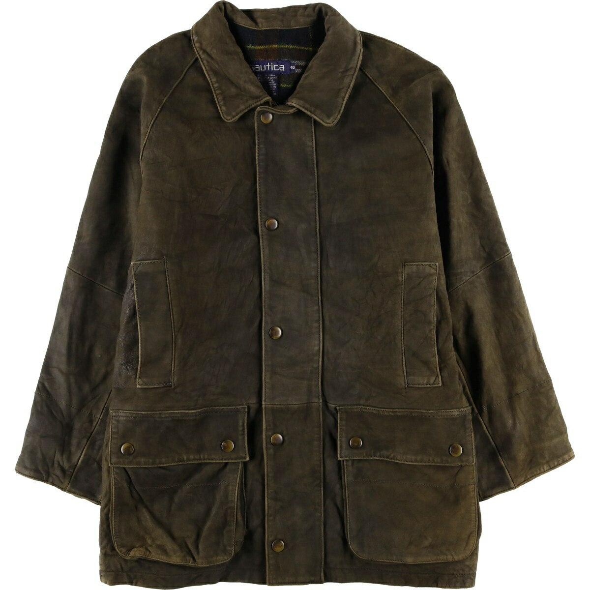古着 90年代 ノーティカ NAUTICA 中綿入り レザージャケット メンズL