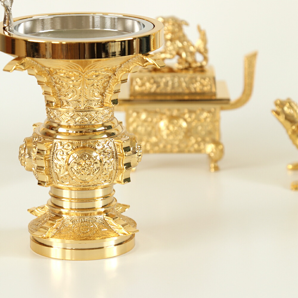 楽天市場】仏具 セット 【五具足】 瑞雲 本山彫 金メッキ 4.5寸/仏具