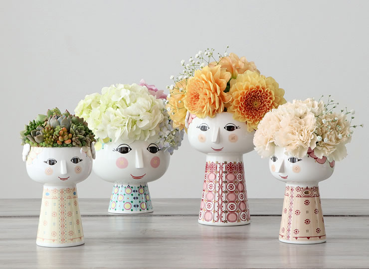 ビヨンヴィンブラッド陶器人形花