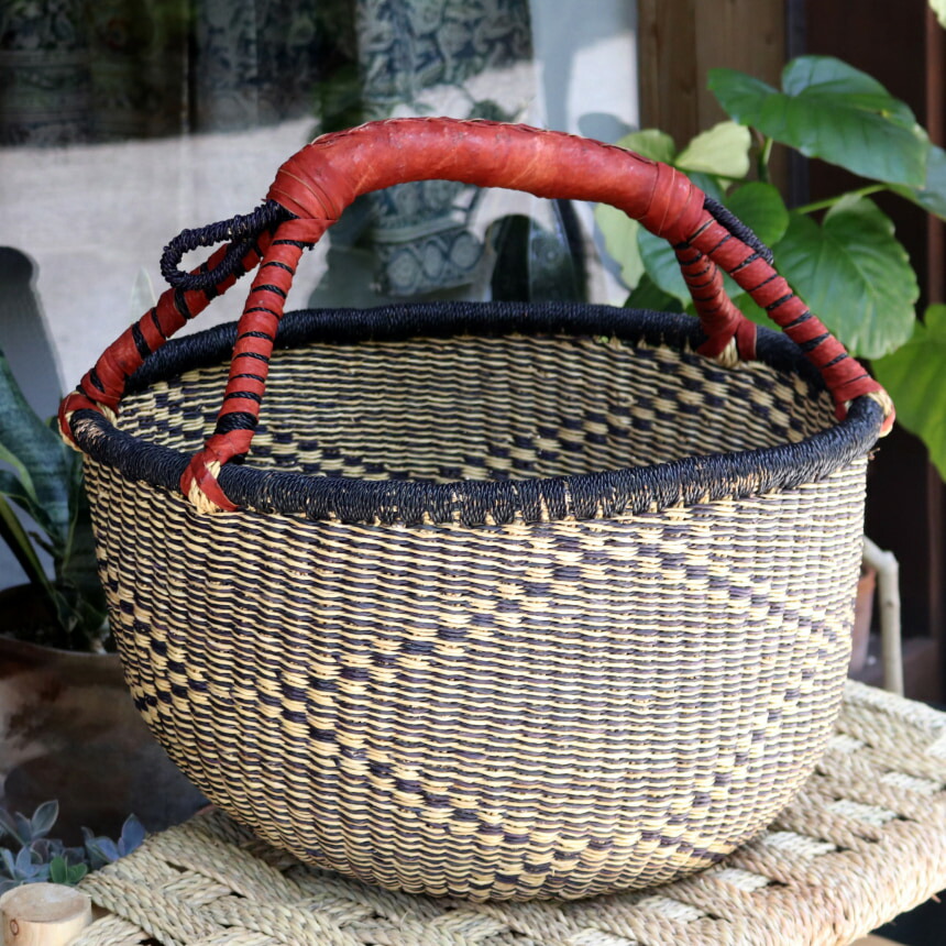 ブルキナファソ ボルガ ブルキナバスケット ポット 壺型 アフリカ