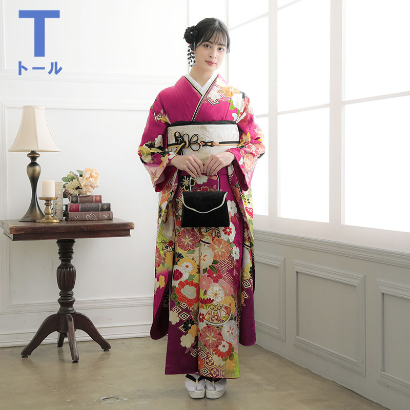 楽天市場】【成人式 振袖 レンタル】RS1813 正絹 赤紫×白 毬に桜菊梅松