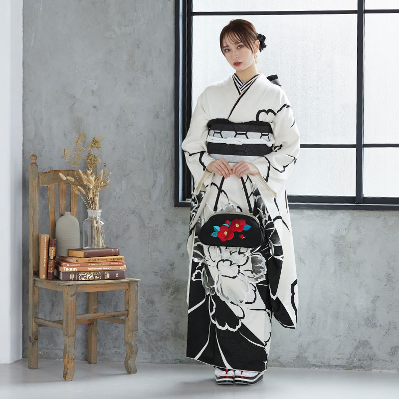 楽天市場】【成人式 振袖 レンタル】RS1018 正絹 白 牡丹フルセット