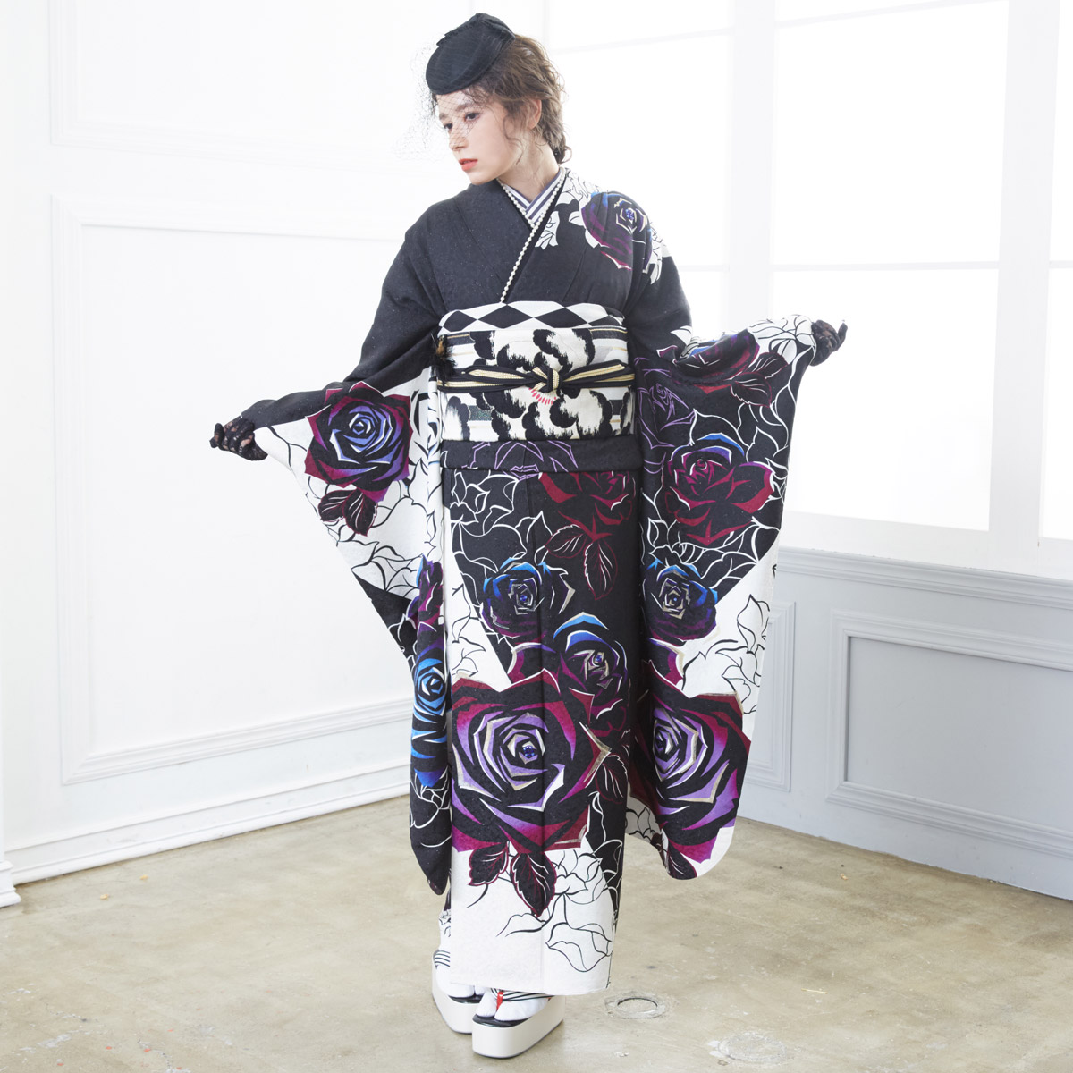 限界価格‼️【限定フルセット】成人式 結婚式 振袖 白 黒 花柄帯 限界