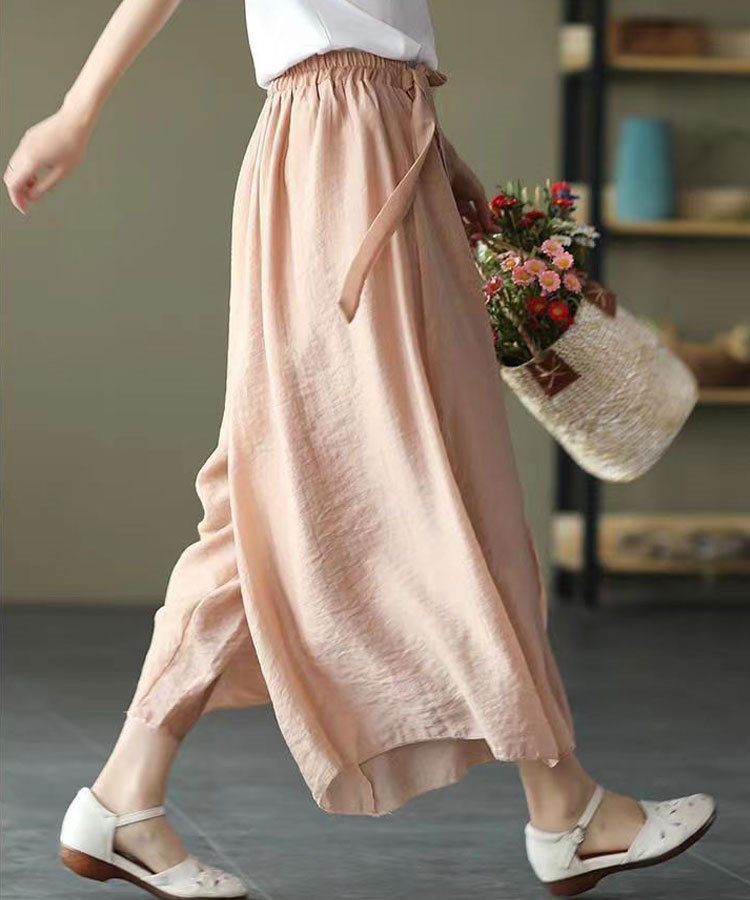着用少なめパラスパレスリネン素材ワイドパンツガウチョ麻