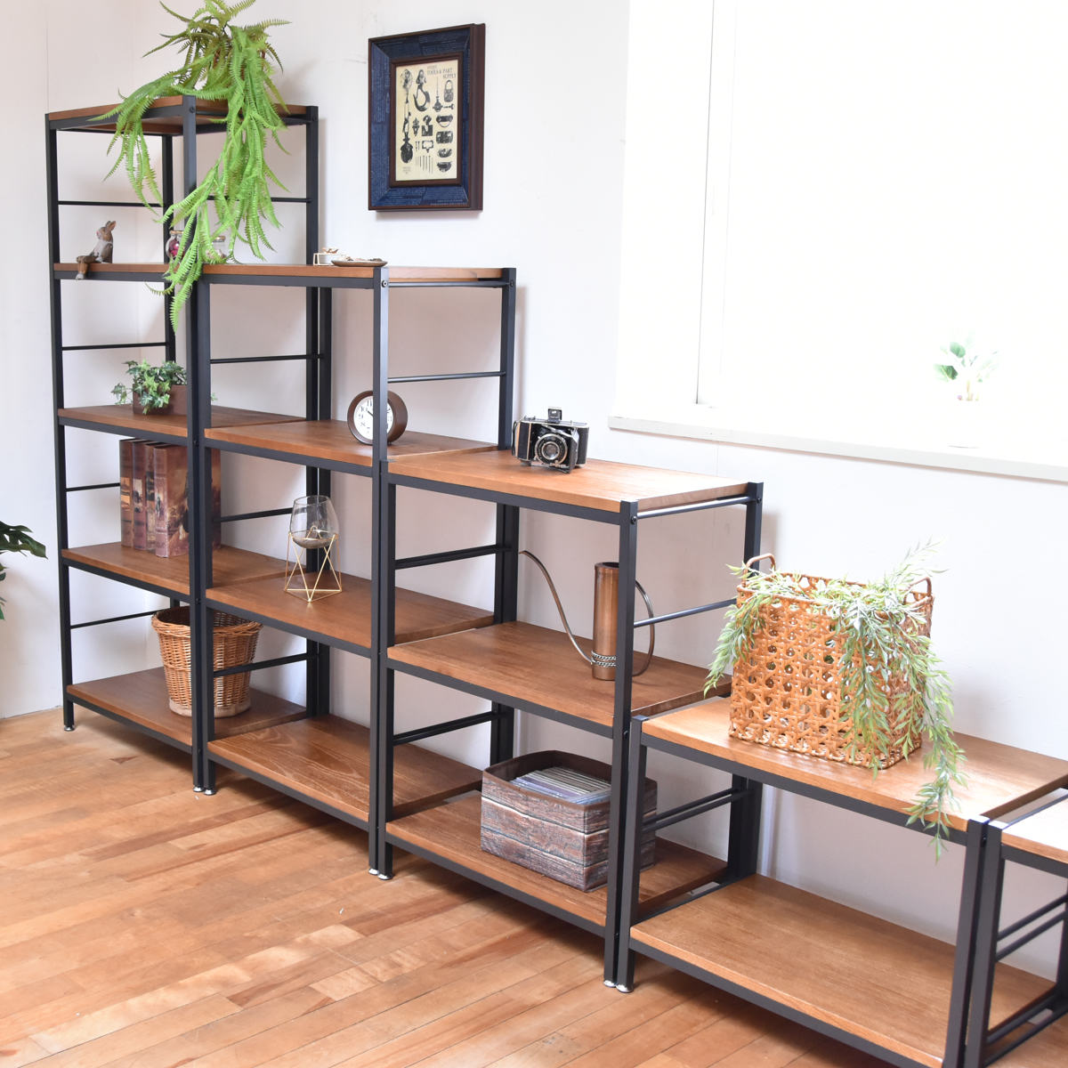 アンティークのブロンズスチールラック 2点セット ヴィンテージ