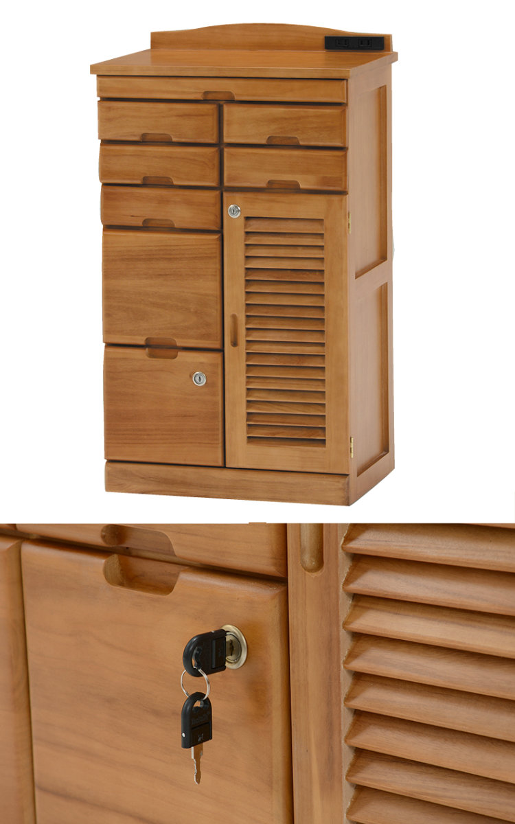 キャスター付き 電話台、FAX台 キャビネット サイドチェスト サイド