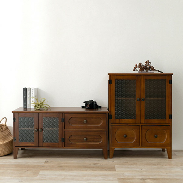 楽天市場】テレビ台 ローボード TV台 アンティーク調 ガラス扉 幅90cm