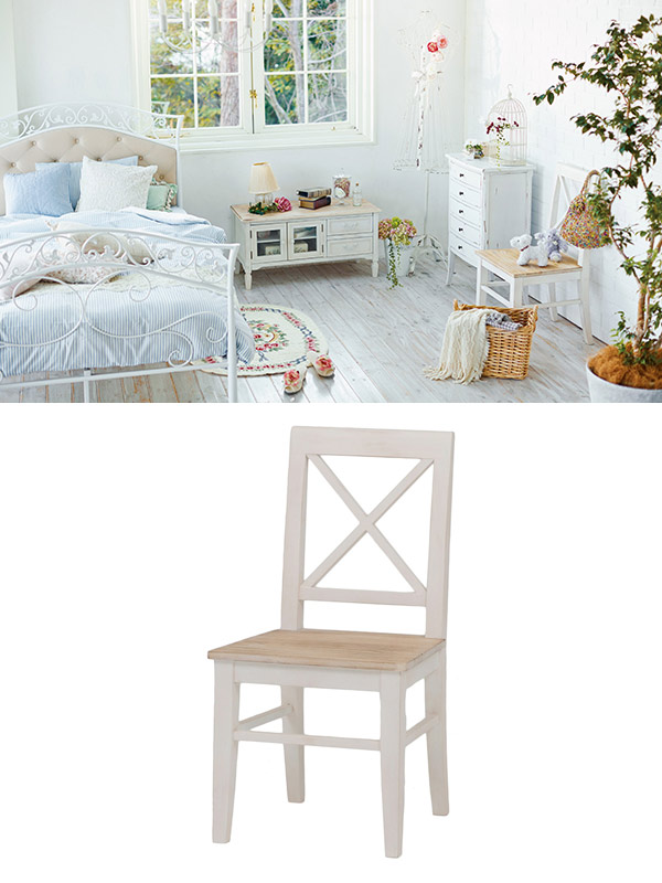 楽天市場】チェア アンティーク調 BROCANTE ホワイトウッド 座面高43cm