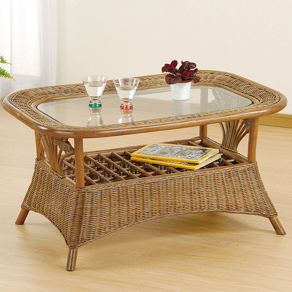 美品✨ 籐 ラタン ガラスローテーブル センターテーブル 古民家 古家具