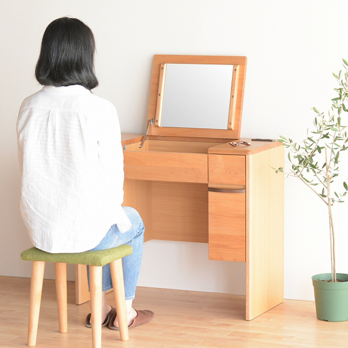 楽天市場】ドレッサー 幅82cm 鏡台 天板開閉タイプ ルシアン