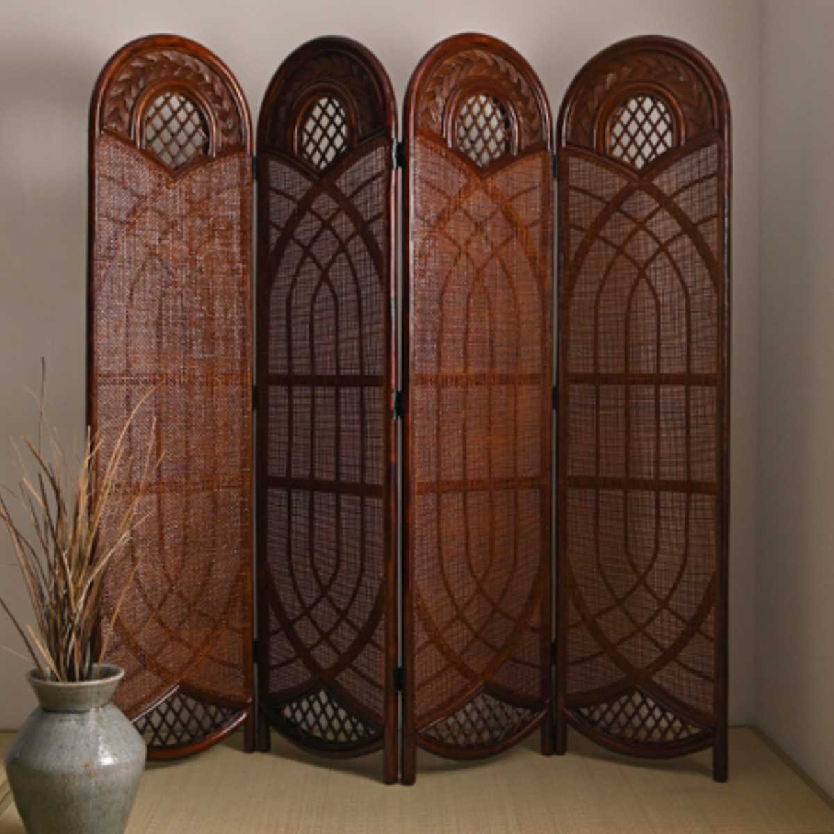 楽天市場】籐 スクリーン 間仕切り 4連 畳める （ ラタン