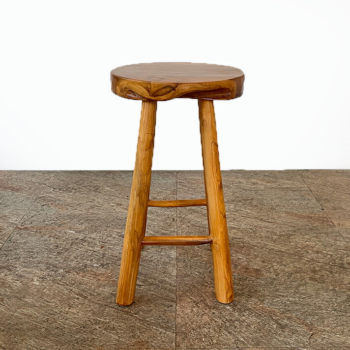 チーク無垢材ラウンドスツール