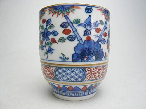 希少品￼]清水焼 伊藤春晃 春晃窯 金彩桜紅葉三色金七宝紋カップ