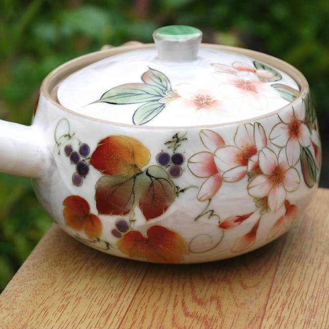 ☆ 平安貴古 清水焼 草花茶器揃 ☆ 平安貴古 清水焼 草花茶器揃