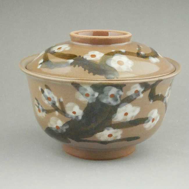 乾山槍梅蓋付茶碗 雅楽 - 京焼清水焼 松韻堂