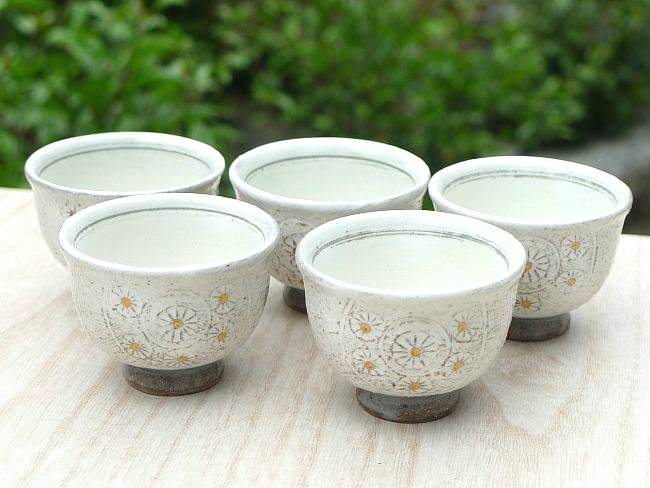 俵手金彩煎茶碗揃え - 京焼清水焼 松韻堂