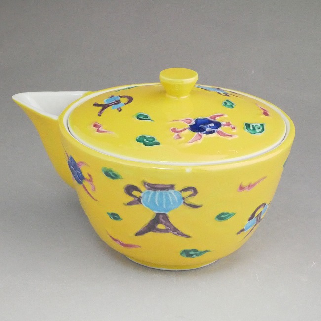 黄交趾宝鳳凰煎茶器揃 昭阿弥 - 京焼清水焼 松韻堂