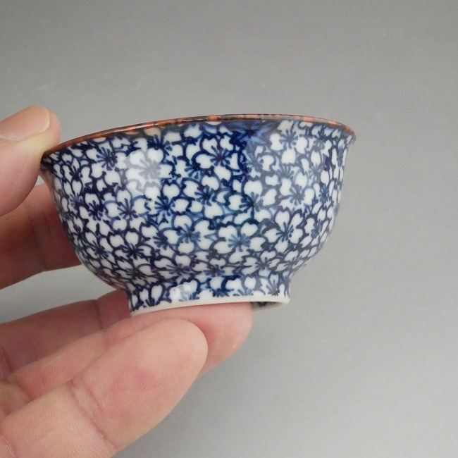 鉢□平安【陶峰造】染付古代紋三段重鉢 手描き 花