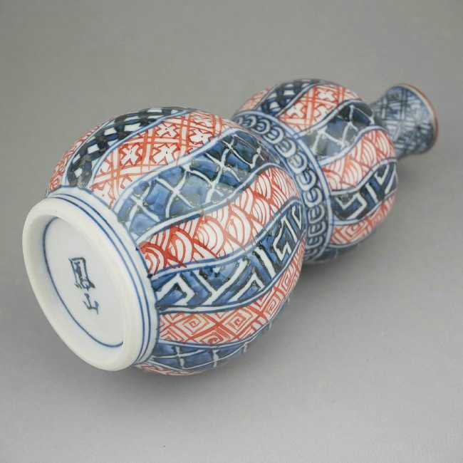 染赤捻祥瑞徳利 鳳山 - 京焼清水焼 松韻堂