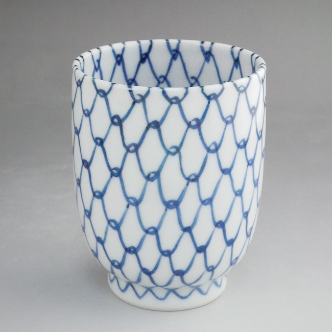 染付網目湯呑 丸底 芳山 小単品 - 京焼清水焼 松韻堂