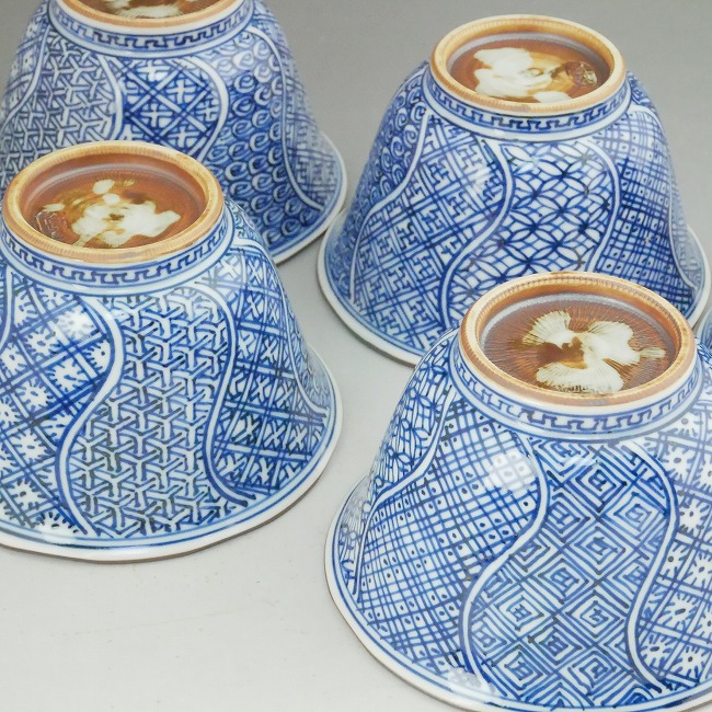 染付捻祥瑞汲出碗揃え 春晃 - 京焼清水焼 松韻堂