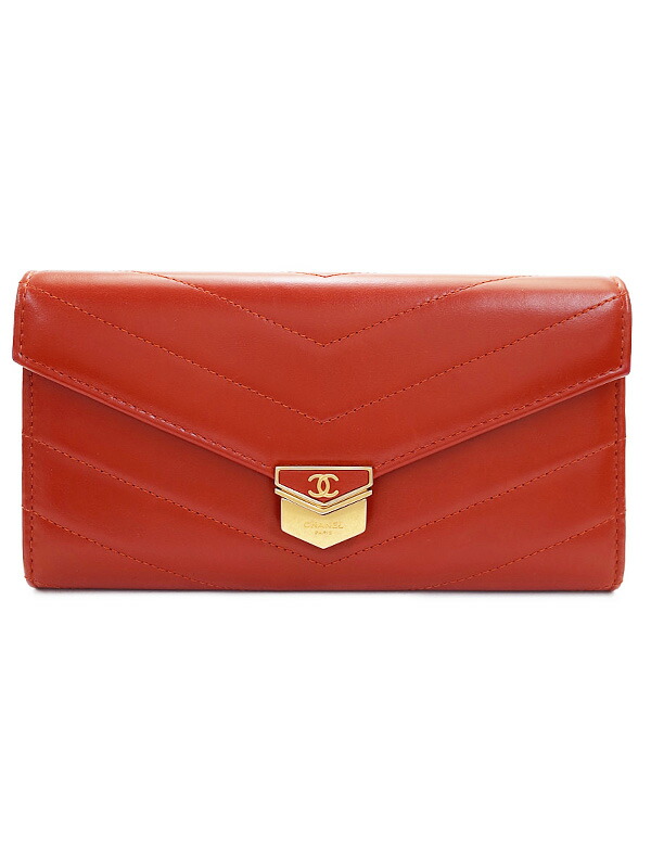 CHANEL】シャネル『Vステッチ 二つ折り長財布』A81225 レディース 1