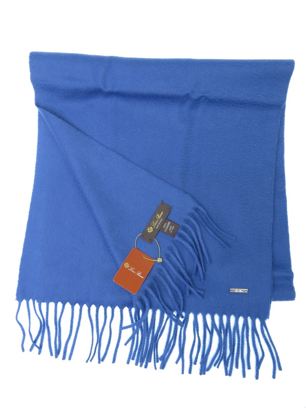 ロロピアーナ カシミヤ100% マフラー ブルー系 男女兼用 ロロピアーナ