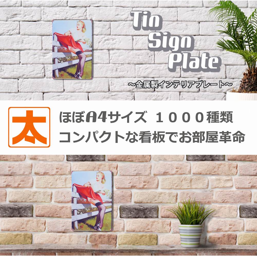 楽天市場】ブリキ看板 k セクシーガール 柵をまたぐ女 インテリア