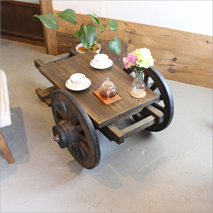 楽天市場】ミニ 大八車 車輪 リヤカー ローテーブル トロリーテーブル