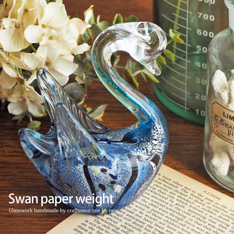 ガラス製 白鳥の置物 セット ガラス細工 白鳥 置物セット スワン像
